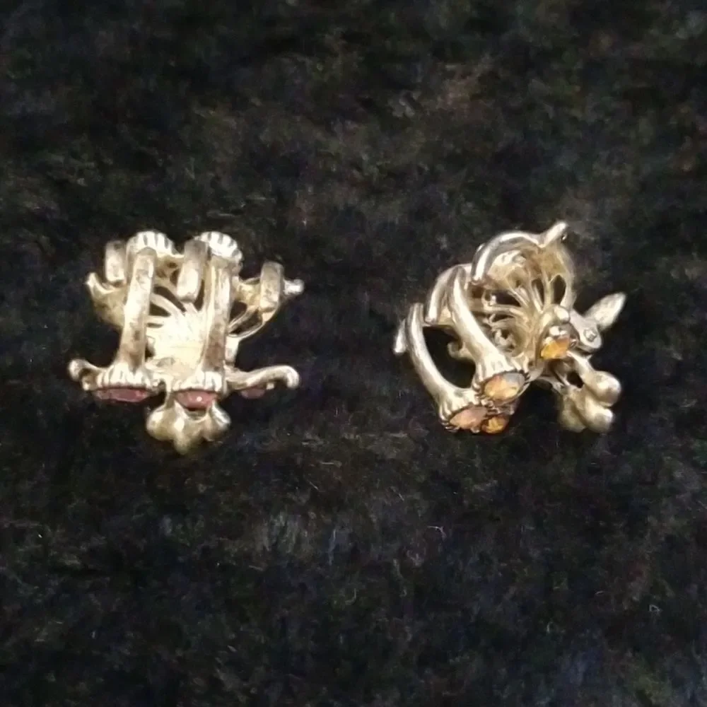 !!Vintage Metal Jeweled Hair Clips
